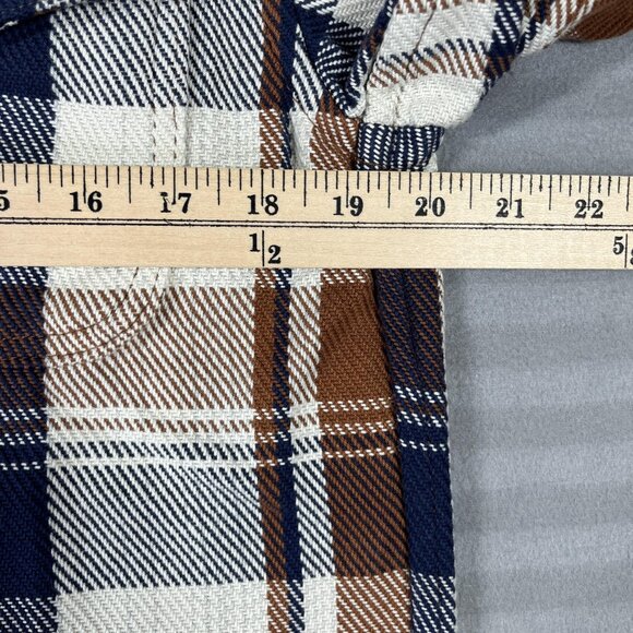 Outerknown Blanket Shirt Mens Medium Brown Blue Plaid Organic Cotton Flannel - Picture 7 of 9